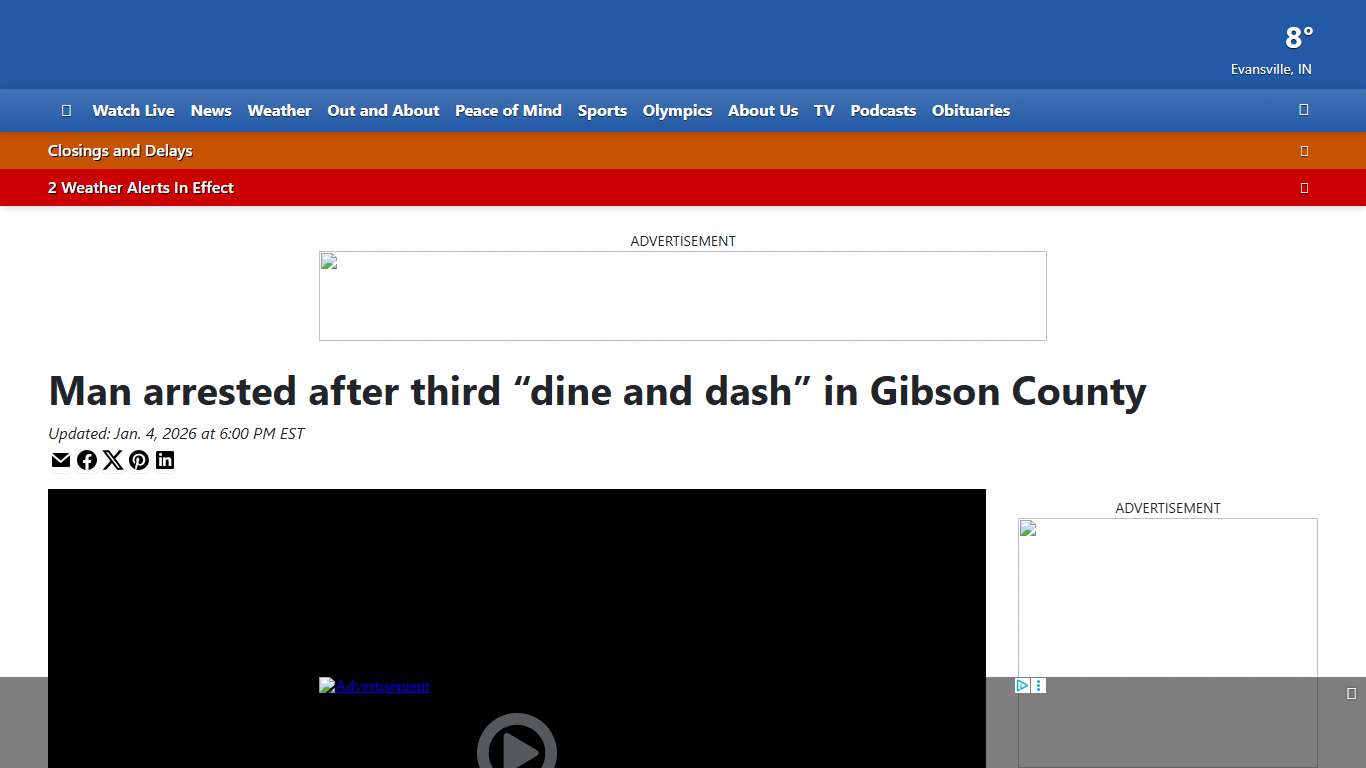 Man arrested after third “dine and dash” in Gibson County