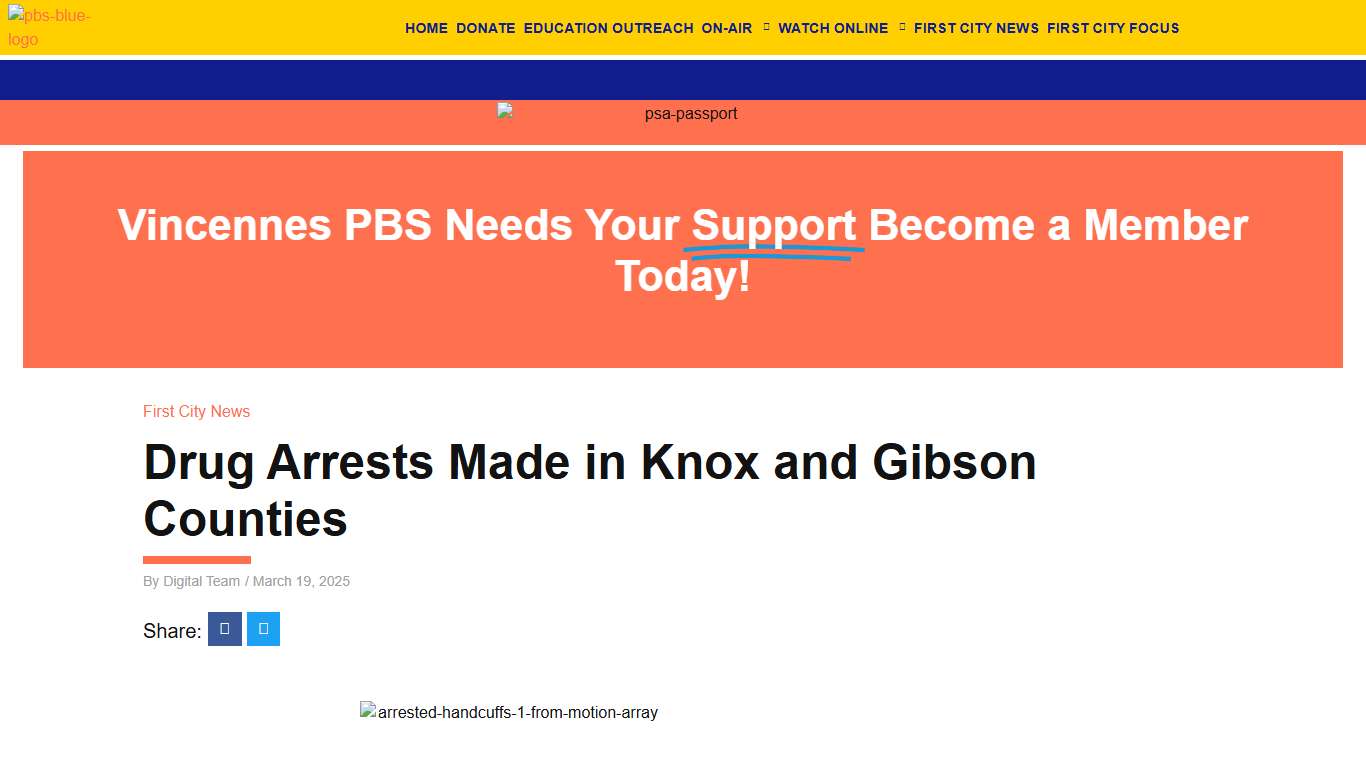 Drug Arrests Made in Knox and Gibson Counties Vincennes PBS 1200 North Second Street, Vincennes, IN 47591