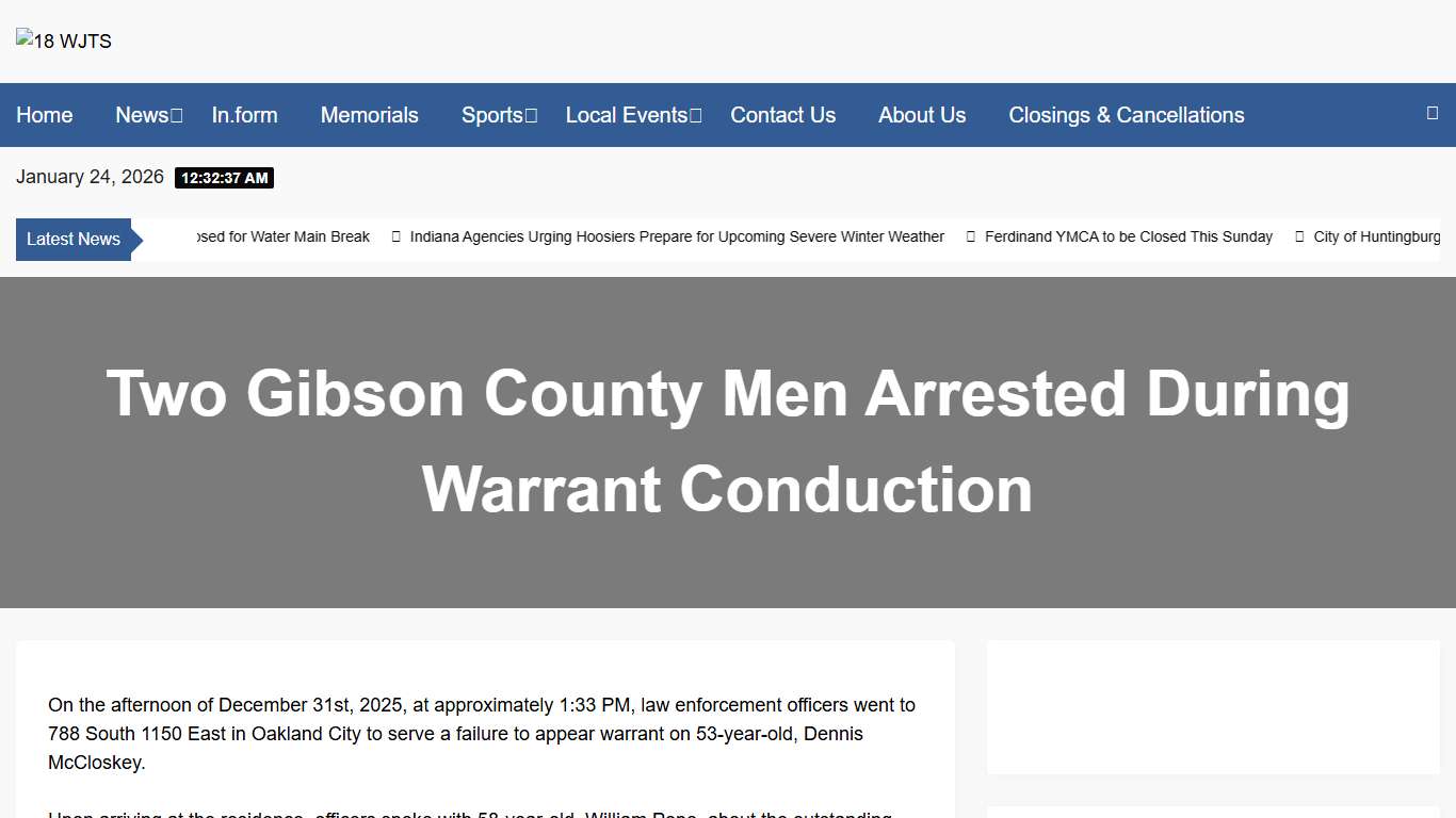 Two Gibson County Men Arrested During Warrant Conduction – 18 WJTS